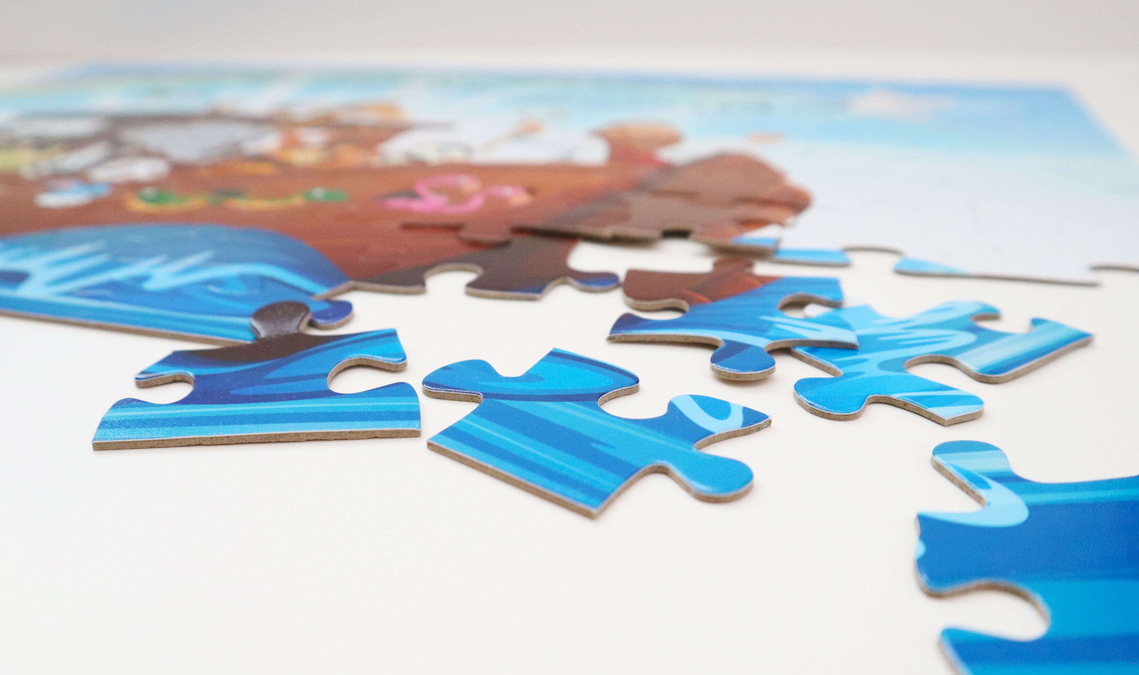 Close up of the puzzle pieces for the 99-piece Noah's Ark Jigsaw Puzzle.  I Sow Brilliant